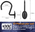 Shower Curtain Hooks, Set of 12, Black, Zinc, Rust Resistant, Decorative, Matte Black, Regular Size, Suitable for Standard Straight or Curved Show...