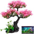Didiseaon Aquarium Artificial Plants Decor, Pink Cherry Blossom Tree Grass Set Plastic for Fish Tank Accessories, Fish Tank Decorations...