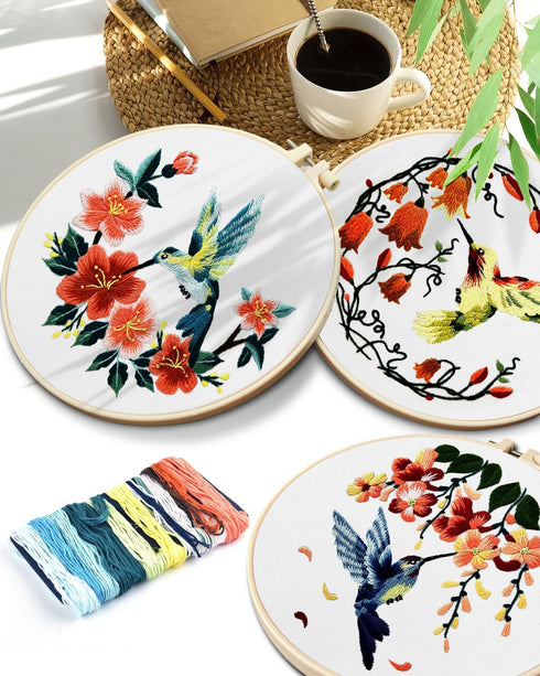 TINDTOP Hummingbird and Flower Embroidery Kit for Adults......