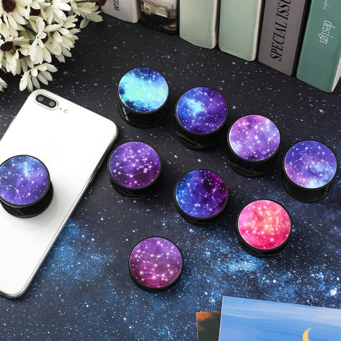 9 Pieces Cell Phone Grip Holder Collapsible Phone Holder Colorful Self-Adhesive Finger Ring Sublimation Phone Holders for Smartphone and Tablets (...