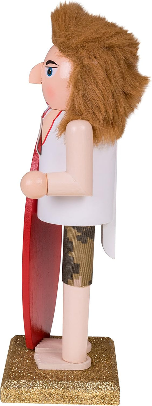 Clever Creations Surfer 10 Inch Traditional Wooden Nutcracker, Festive Christmas Décor for Shelves and Tables...