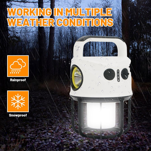 Camping Lantern with Flashlight Rechargeable, Power Bank, IPX4 Waterproof, USB-C Cable LED Camping Tent Light for Spotlight, Camping, Hiking, Hurr...