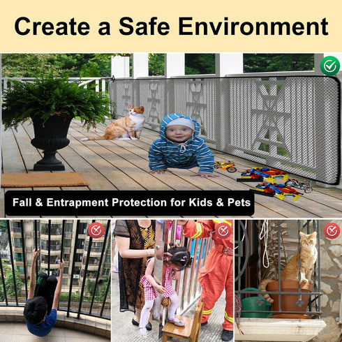 Banister Guard-10ft X 3ft Thick Balcony Safety Net for Kids Pet Balcony Guard Balcony Netting for Pets Rail Net for Balcony Apartment Cat Netting ...