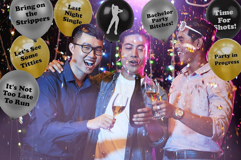 BroSash Bachelor Party Balloons | Pack of 16 | Funny Bachelor Bachelorette Party Supplies and Decorations | Naughty Gag Gifts for Men...