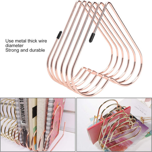 Rose Gold File Organizer School Supplies Desk Book Storage Rack Telescopic Files Folder Stand Organizer Craft Supplies Decorationrose Gold Rose Go...