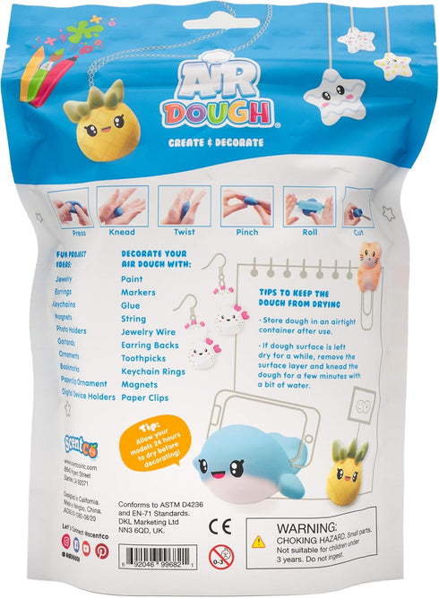Air Dough - White, Air Dry, Ultra Light, Non-Toxic Modeling Clay in a Resealable Bag including Tutorial Videos (Educational, Create & Decorate DIY...