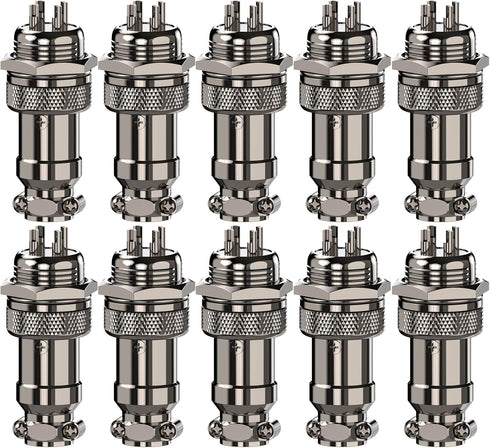 Clyxgs Aviation Plug Connector 4-Pin Male Female Panel Metal Wire Panel Connector 16mm Socket 10PCS...