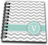3dRose Letter V Monogrammed on Grey and White Chevron with Mint-Gray Zigzags-Personal Initial Zig Zags-Mini Notepad, 4 by 4" (db_154241_3)...