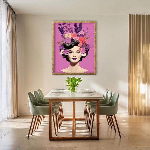 Posterizer 1 pcs-vintage girly collage with pink and purple flowers-Retro Art-Abstract & Modern Art-Gift for Art Lovers-Gifts for Women- UNFRAMED ...
