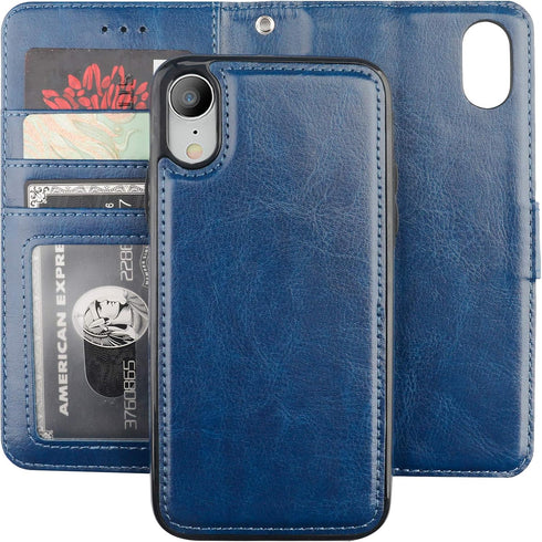 Bocasal for iPhone Xr Wallet Case with Card Holder PU Leather Magnetic Detachable Kickstand Shockproof Wrist Strap Removable Flip Cover for iPhone...