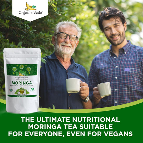 Organic Veda Moringa Tea Bags - 100% Pure Organically Grown Original Green Leaves Moringa Powder Rich in Vitamins, Amino Acids, Antioxidants - Veg...
