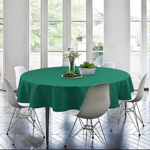 Hiasan Round Tablecloth 70 Inch - Waterproof Stain Resistant Spillproof Polyester Fabric Table Cloth for Dining Room Kitchen Party, Emerlad Green...