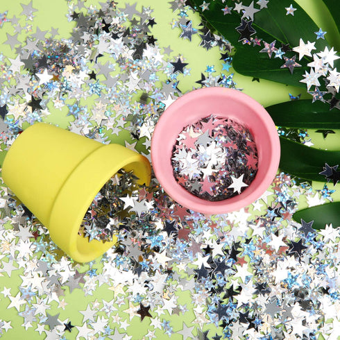 Hestya 60g Star Confetti Glitter Table Confetti Metallic Foil Stars for Party Wedding Festival Decorations(Silver Set,10mm and 6mm)...
