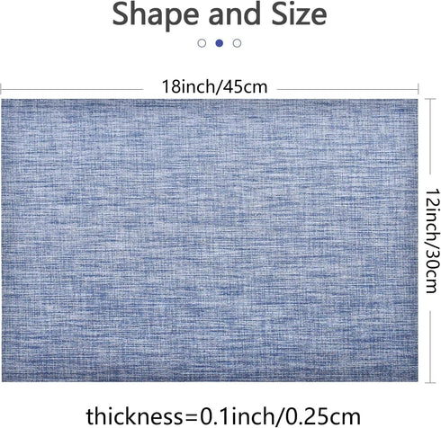 DACHUI Placemats Set of 6, Linen Look Woven Place Mats, Water Resistant, Heat Resistant, Washable, Durable Table Mats (Blue)...