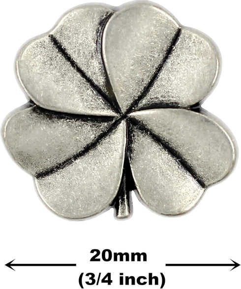 Bezelry 12 Pieces Clover Metal Shank Buttons. 20mm (3/4 inch) (Antique Silver)...