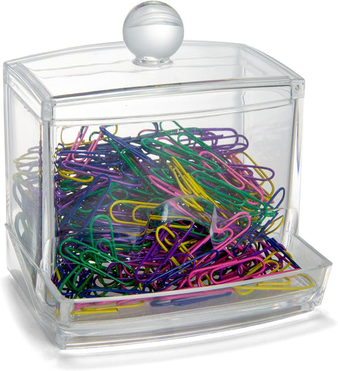 Officemate Self-Dispensing Paper Clip Holder w/250 Assorted Color Paper Clips, Clear (93697)...