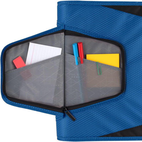 Five Star Zipper Binder, 1-1/2 Inch 3-Ring Binder for School, 3 Pocket Expanding File, 500 Sheet Capacity, Blue (72202)...