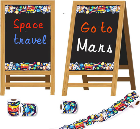 67.9 Ft Space Astronauts Bulletin Board Borders Die-Cut Bulletin Borders Planet Shape Rolled Bulletin Board Trim for School Classroom Office Chalk...