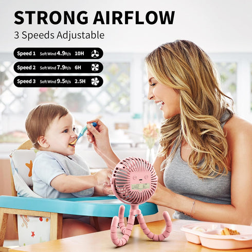 AMACOOL Battery Operated Stroller Fan Flexible Tripod Clip On Fan with 3 Speeds and Rotatable Handheld Personal Fans for Car Seat Crib Bike Treadm...
