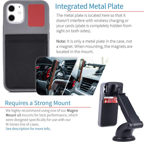 Dockem BIO Wallet Case for iPhone 12 Mini: Sensible Materials, Magnetic Mounting & 1 Credit Card Holder Slot (5.4" M2B, Grey and Black)...