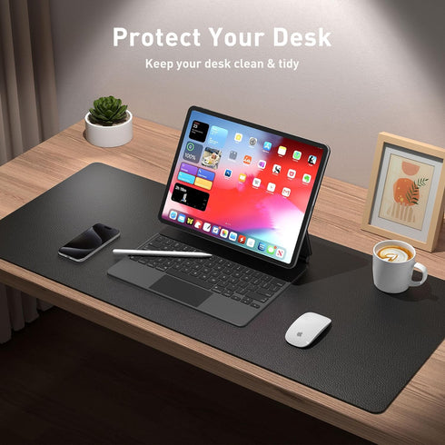 Leather Desk Pad Protector, Mouse Pad, Office Desk Mat, Non-Slip PU Leather Desk Blotter, Laptop Desk Pad, Waterproof Desk Writing Pad for Office ...
