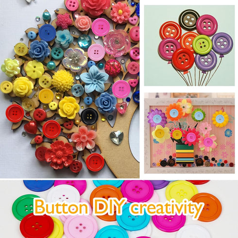 Chenkou Craft Mix Color Plastic Resin Circle Big Button 4 Holes DIY Craft Sewing 30mm 40pcs(Mix, 1 1/4"(30mm))...