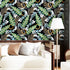Tropical Green Leaves Wallpaper Peel and Stick Wallpaper Self Adhesive Removable Wallpapers Black Contact Paper for Cabinets Vinyl Countertops Wat...