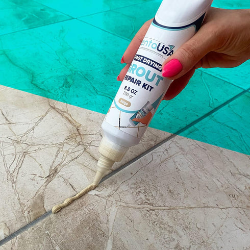 PentaUSA Tile Grout Repair Kit - Beige Grout Filler, Triple Protection, Fast Drying Formula Restores and Renews Grout Lines with Grout Float (Beig...