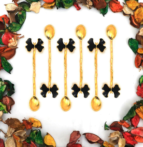 6pcs Black Butterfly Shaped Casting Tea & Coffee Stirring Teaspoon Set - 6" - Unique Butterfly Shaped - a Very Different Product Dazzling - Suitab...