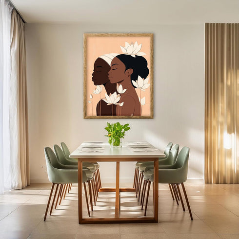 Posterizer 1 pcs-minimalist African woman art with pretty flowers 2-Afro-American Art Collection-Abstract & Modern Art-Chic Home Decor- unframed w...