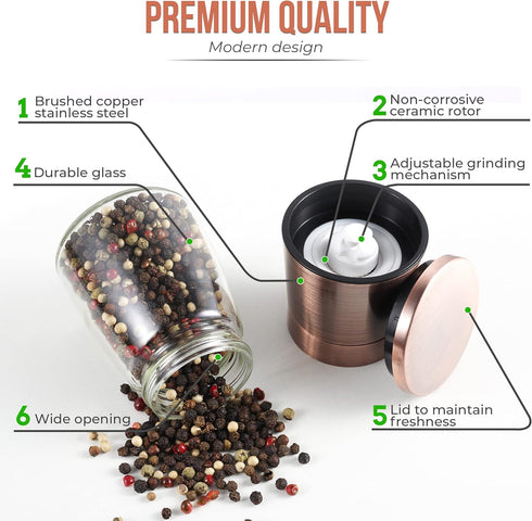 Pepper Grinder or Salt Shaker for Professional Chef - Best Spice Mill with Brushed Stainless Steel, Special Mark, Ceramic Blades, and Adjustable C...