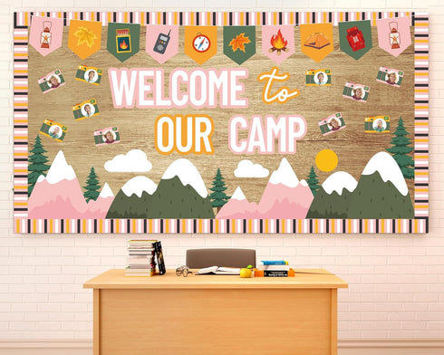 Camping Bulletin Board Set Welcome to Our Camp Summer Classroom Decorations Border Adventure DIY Photo Craft Camper Cutouts for Students School ki...