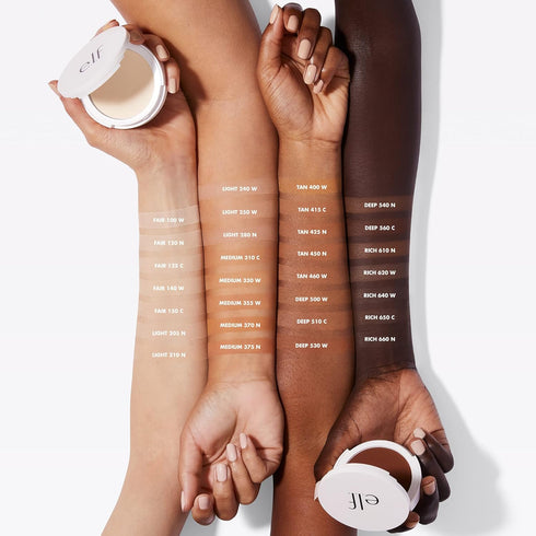 e.l.f. Camo Powder Foundation, Lightweight, Primer-Infused Buildable & Long-Lasting Medium-to-Full Coverage Foundation, Light 210 N...