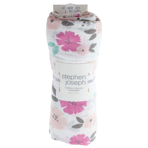 Stephen Joseph, Muslin Swaddle Blanket for Baby Girls and Boys, Newborn Receiving Blanket for Swaddling, 100% Cotton Baby Swaddle Wrap, Receiving ...
