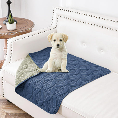 Waterproof Dog Blanket, 30x30 inches Small Pet Couch Covers for Sofa, Chair Bed Furniture Protector from Dogs Washable and Reversible-Blue+Green...