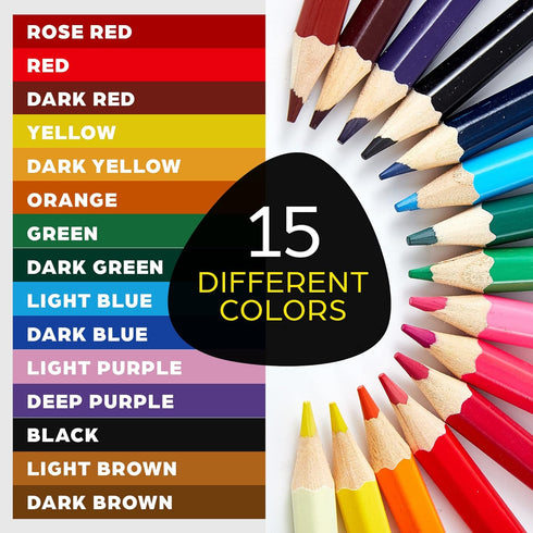 Chunky Kids Colored Pencils 15 Piece - Jumbo Chubby Easy Holding - Easy to Hold Draw Kids with Pencil Pouch, Mini Eraser, Pencil Sharpener Full 18...