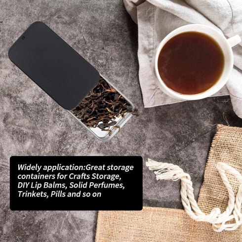 Coshar 20pcs Mini Slide Top Tin Containers Portable Rectangular Box for Crafts Storage, DIY Lip Balms and Solid Perfumes(Black)...