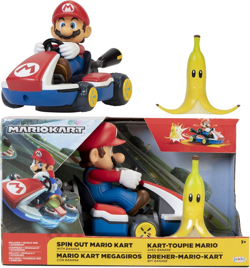 Super Mario Spin Out MarioKart Mario Racer Vehicle with 360 Spins, Wind Up and Go! includes One 2.5” Mario Action Figure...