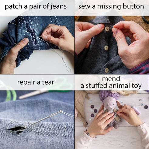 Easy-to-Use Pink Sewing Kit for Girls, Teens, Moms, and Kids - Beginner Hand Sewing Kit for Clothing Repairs. includes Basic Needles, Thread, and ...