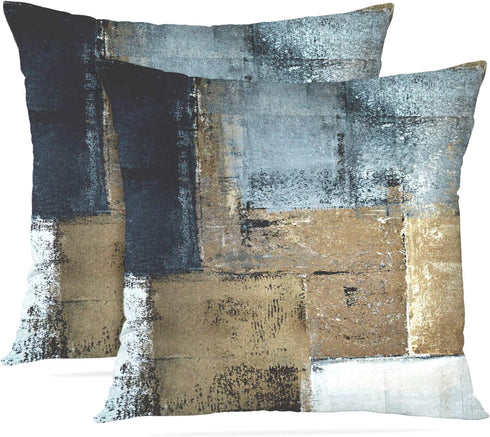 Britimes Throw Pillow Covers Modern Home Art Decor, 18 x 18 Inches Set of 2 Pillow Cases Decorative, Abstract Oil Painting Pillowcases for Bedroom...