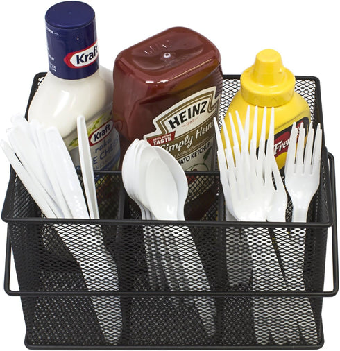 Sorbus® Utensil Caddy — Silverware, Napkin Holder, and Condiment Organizer — Multi-Purpose Steel Mesh Caddy—Ideal for Kitchen, Dining, Entertainin...