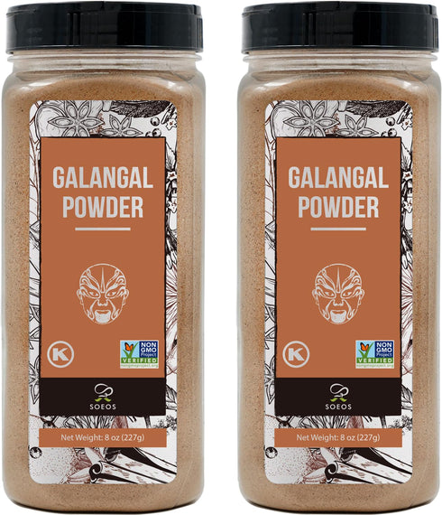 Soeos Galanga Powder 8oz (227g), Twin Pack, 16oz Total, Non-GMO, Kosher, Greater Galanga, Alpinia Galanga, Perfect for Tom Yum and Tom Kha Soups,P...