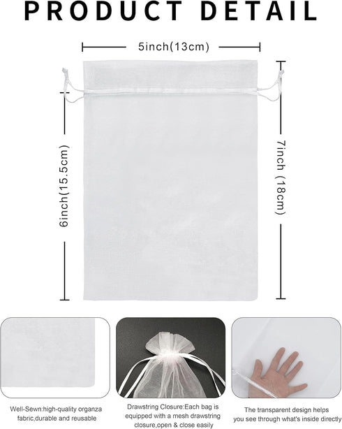 120PCS Sheer Organza Bags 5X7 inches Mesh Drawstring Gift Bags Small for Jewelry Wedding Party Baby Shower Favor Bags (Rainbow )...