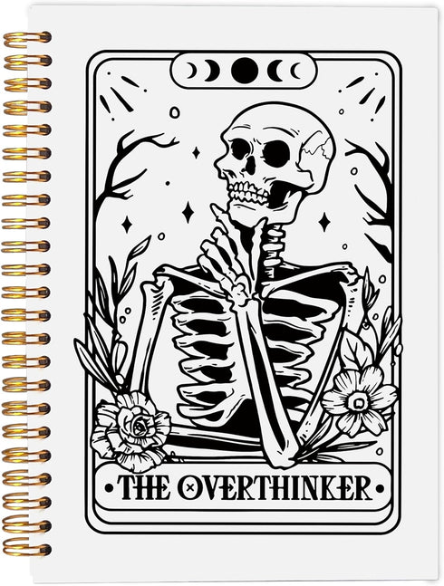 the Overthinker Tarot Card Notebook Journal, Gothic Goth Skull Notebook Journal, Witchy Journal, Goth Office Supplies, Spiral Notebook 5.5x8.3...