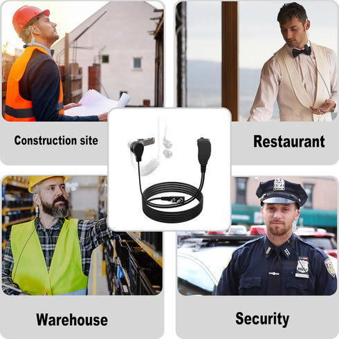 Walkie Talkie Earpiece with Mic, 2 Pin Air Acoustic Tube Surveillance Headset, Two Way Radio Earpiece with PTT/VOX, Security Earpiece Compatible w...
