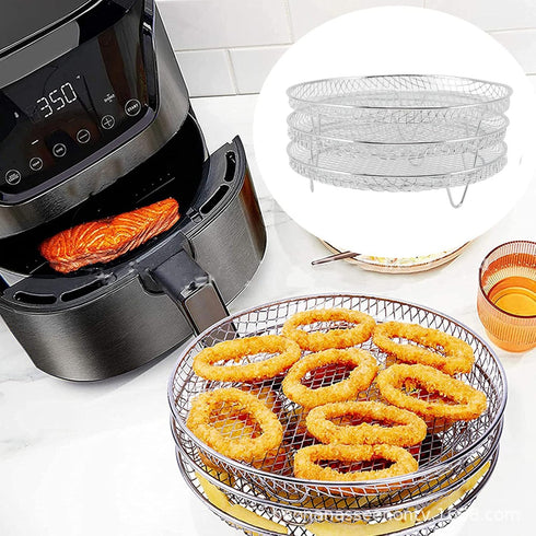 3Pcs Air Fryer Dehydrator Racks, Food Grade Stainless Steel Fruit Meat Dehydration Air Fryer Rack, Stackable Dehydrator Racks for Air Fryer...
