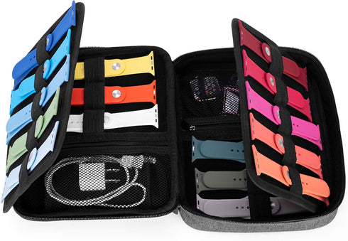 Teamoy Watch Storage Case for 26 Straps, Organizer Compatible with Apple Watch Bands and Other Accessories, Gray...