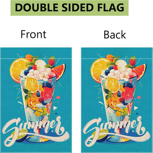 Summer Garden Flag, Fruits Drink Garden Flag, 12x18 Inch Double Sided Burlap, Yard Lawn Garden Flag, Outdoor Patio House Decoration...