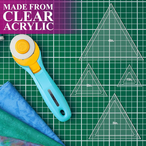 Quilting Acrylic Template Set | Precision Tools for Quilting Enthusiasts | Triangle Design | includes Sizes 4", 3", 2", 1" | 1/8 Clear Acrylic | 1...