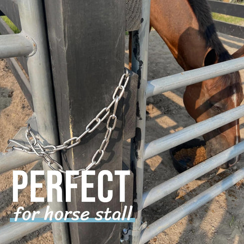 304 Stainless Steel Gate Chain 32" x 5/32" - Chain Link Gate Latch for Outdoor Fence & Livestock - Safety Hanging Metal Chain with 2 M7 Carabiners...